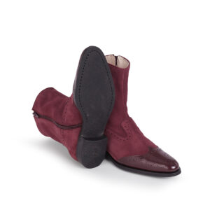 Zapatos elegantes mujer piel estilo botín ante corinto vista trasera