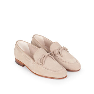 Mocasines de piel para hombre en ante color crema alpaca