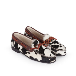 Mocasines de piel mujer con estampado original de vaca